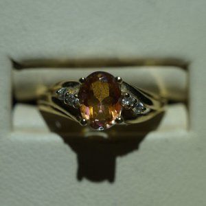 10KY Citrine & Diamond Ring